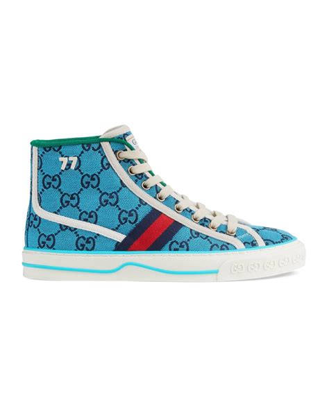 gucci white blue high tops|gucci high top a3840.